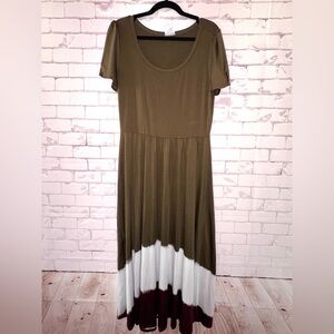 LuLaRoe Olive and White Maxi Dress